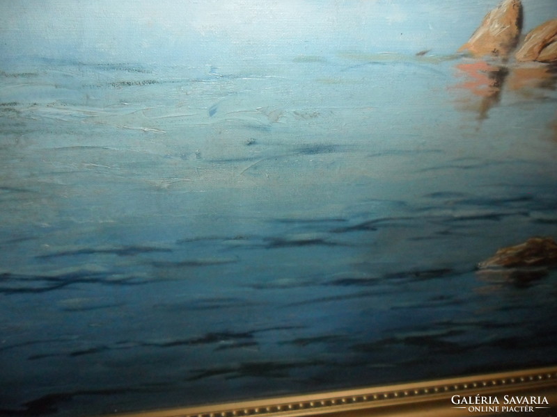 Hatalmas olasz mediterrán tájkép olaj festmény