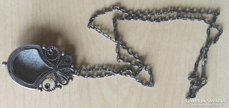 MEDÁL-zománcozott kézzel festett-ezüstözött lánccal-orosz-