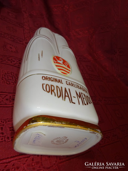 Csehszlovák porcelán pálinkás üveg, magassága 26 cm. CORDIAL - MEDOC. Vanneki!