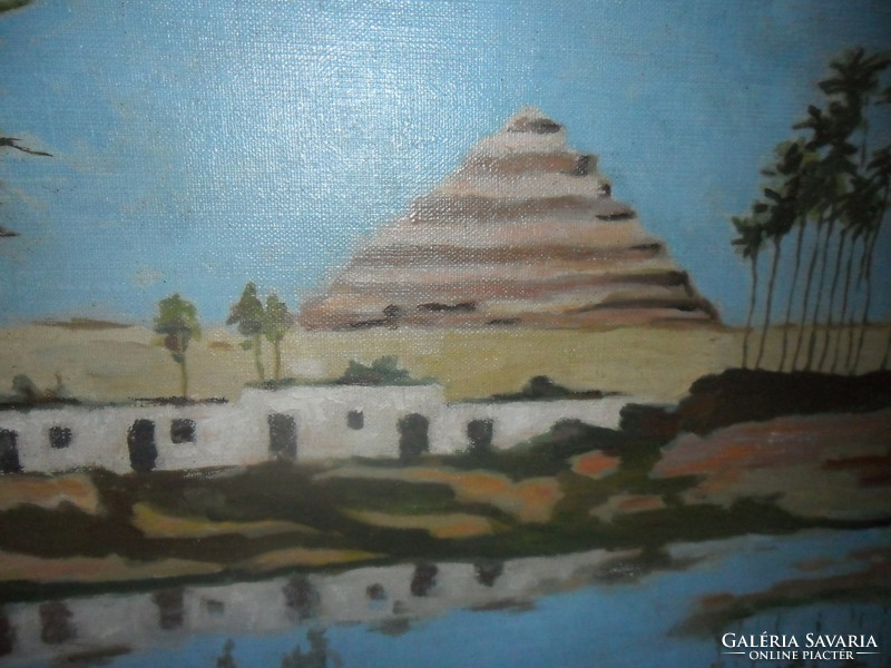 Bokor Károly Piramis oázissal olajfestmény