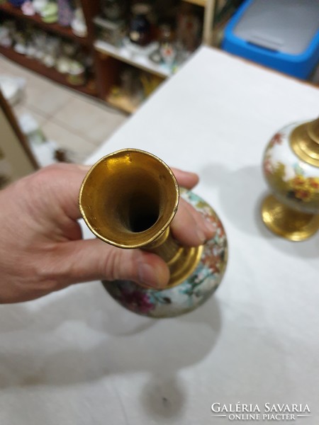 2db régi porcelán betétes osztrák váza 