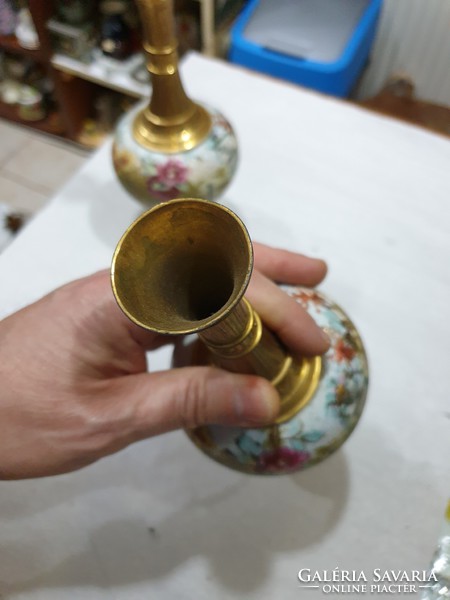 2db régi porcelán betétes osztrák váza 
