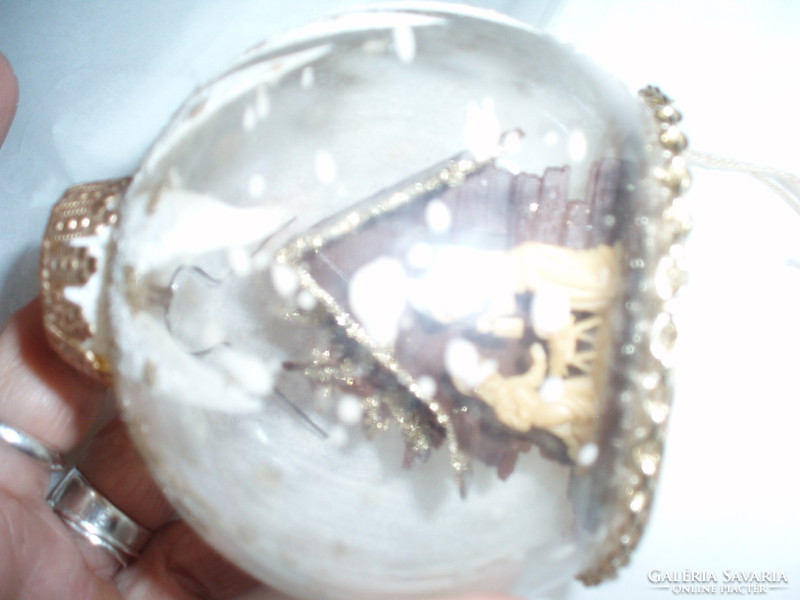 Wonderful antique Christmas glass ball with nativity scene