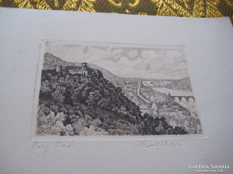 Heidelberg  német rézkarc   22 x 16 cm.  G. Roth szignó .....