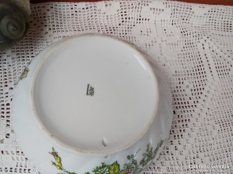 Gyönyörű Czechoslovakia  ritka  virágos porcelán rózsás pogácsás tá, paraszttál, Gyűjtői darab