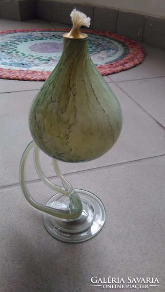 Blown glass oil lamp