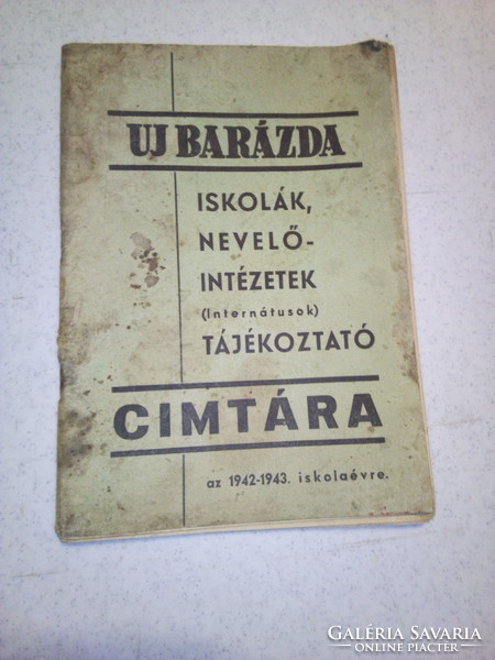 ÚJ BARÁZDA  CIMTÁRA 1942-1943.iskolaévre
