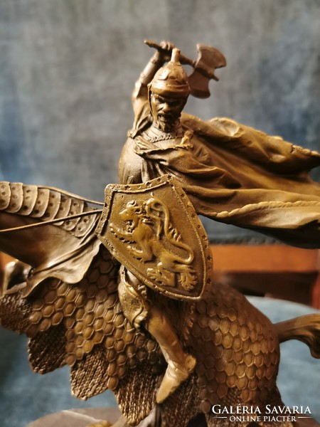 Warrior on horseback - bronze statue