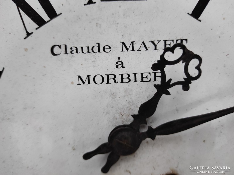 French wall clock, contoise, morbier, mother of pearl bull style, 1800s .Claude mayet