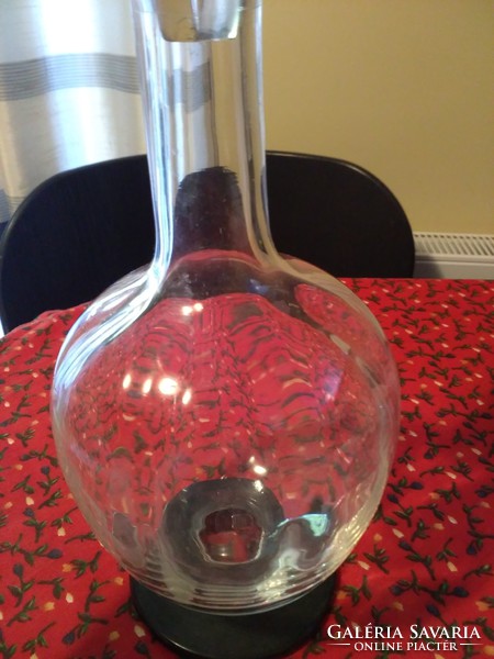 Art deco két színű, belső bordázott üveg palack