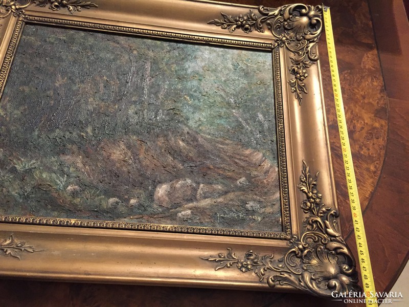 Oil painting in blonde frame