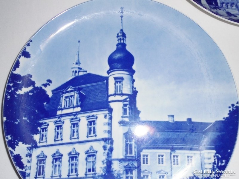 Blue white porcelain wall hanging decorative plate - frankfurt oldenburg cologne - hutschenreuther