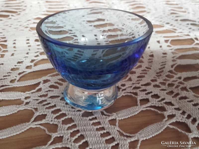 ANTIK ART DECO kék , pálinkás, likőrős üveg pohár, kupica 6 db
