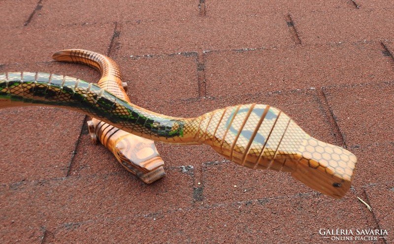 Wooden movable cobra and crocodile