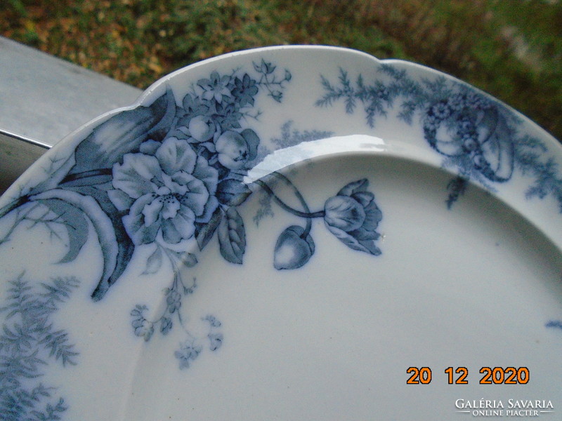 19.sz Viktoriánus B.W.M.&Co Cauldon tányér "Cosmopolite" virág mintával