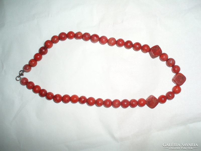 Vintage coral necklace with silver clasp.