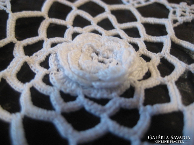 Crochet lace tablecloth with a special rose 30 cm in the middle of each part