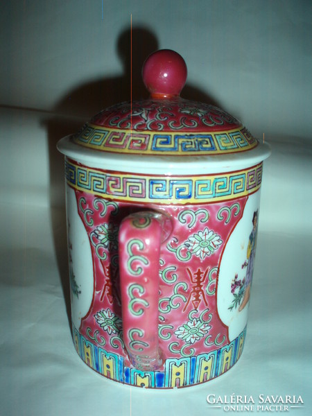 Vintage kínai, fedeles porcelán teatartó
