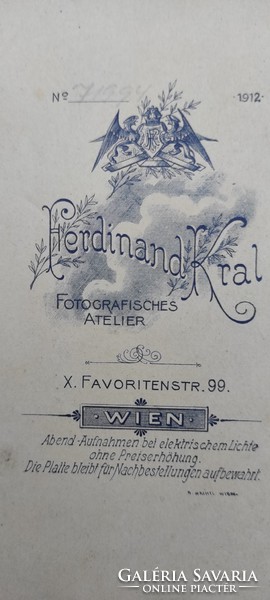 Kemény karton Fotó Antik,Wien,Bécs 1912.Kedves dekoratív,gyüjtemény!