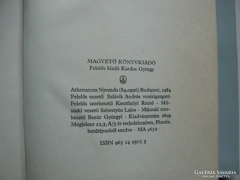 SZÍNLEÍRÁS, CSURKA ISTVÁN 1984, KÖNYV KIVÁLÓ ÁLLAPOTBAN