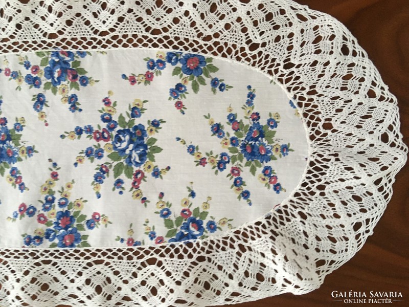 Very old, flawless, special, small tablecloth decorated with vintage hand crochet