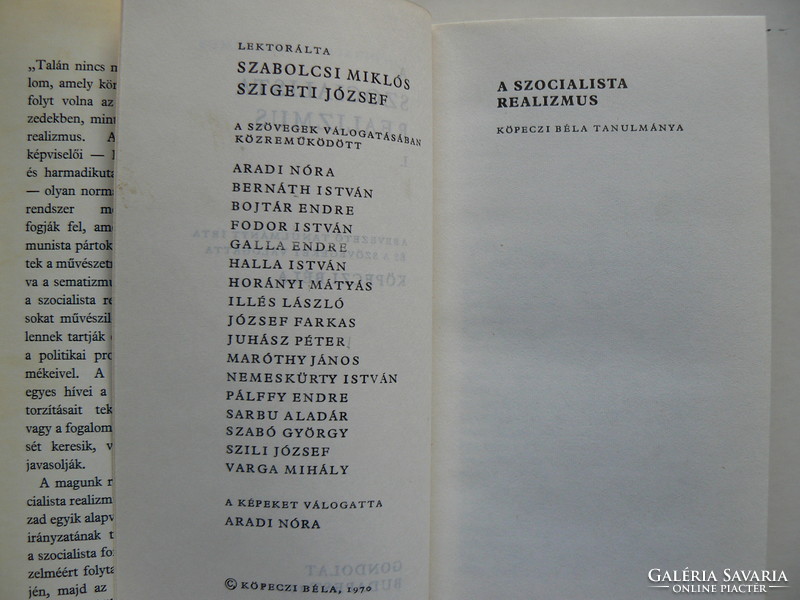 A SZOCIALISTA REALIZMUS I., KÖPECZI BÉLA 1970 KÖNYV JÓ ÁLLAPOTBAN