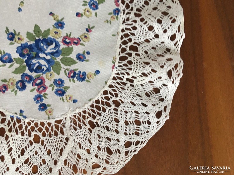 Very old, flawless, special, small tablecloth decorated with vintage hand crochet