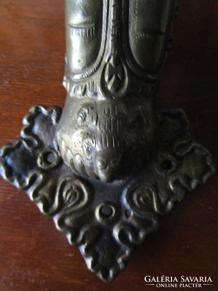Antique copper door handle paired phallus lion 30 cm precious needlework extraordinary