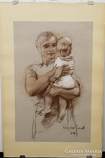 Fejér Csaba (1936-2002): Anya gyermekével 69eft.