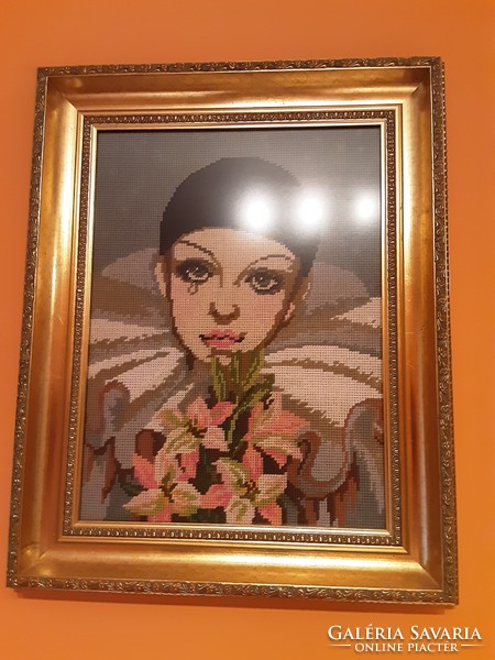 Large goblein mural pierrot in a sophisticated gilded frame