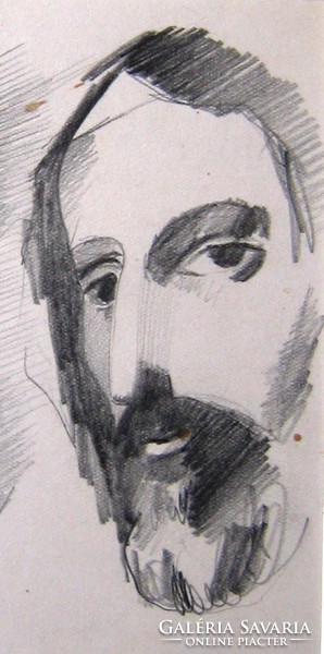 Rozsda Endre (1913-1999): Önarckép akttal - egyedi rajz keretezve
