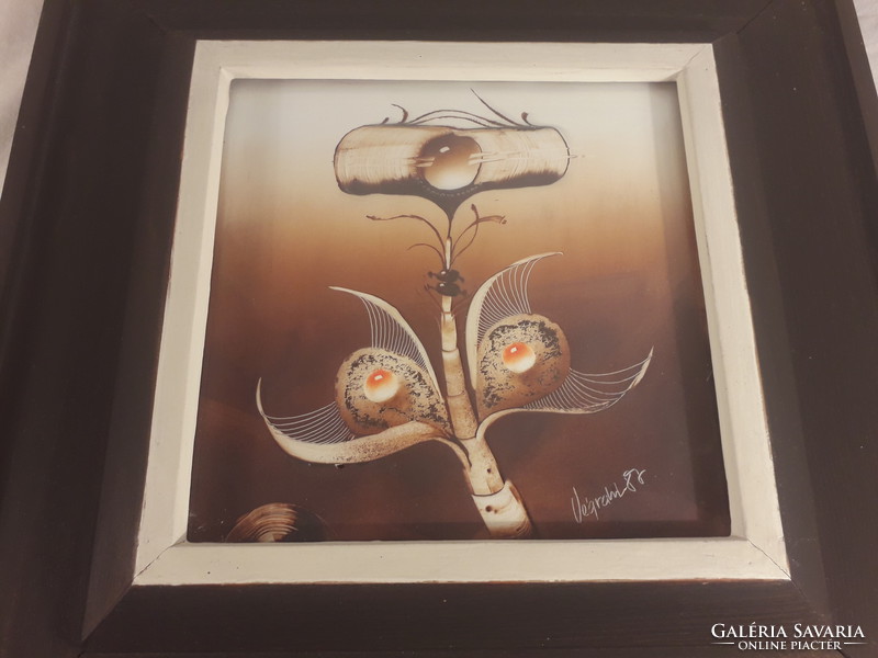 Tamás Végvári ceramic picture painting 2 pieces available piece price from 1987 signed flawless