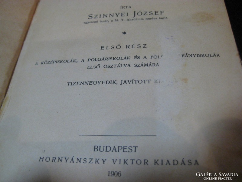 Iskolai   Magyar nyelvtan könyv   ,  írta Szinnyei  József  1906 ban