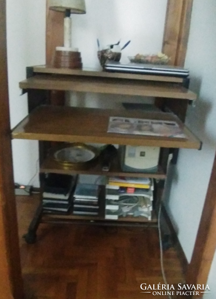 Retro computer desk, pc desk, pull-out, roller legs