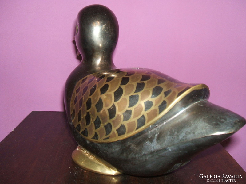 Bronze duck with fire enamel decoration