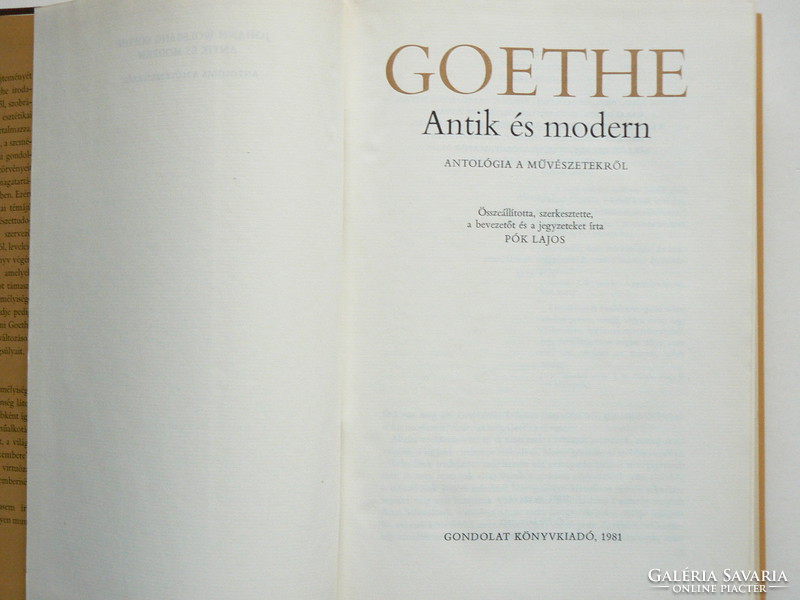 Goethe antique and modern, 1981, anthology of the arts, book in excellent condition