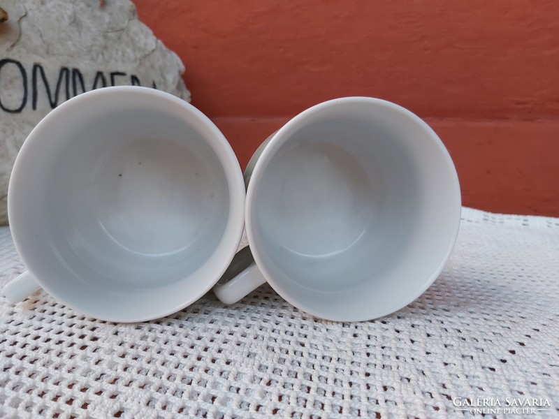 Retro rare cocoa Zsolnay porcelain mug, mugs green striped collector's piece