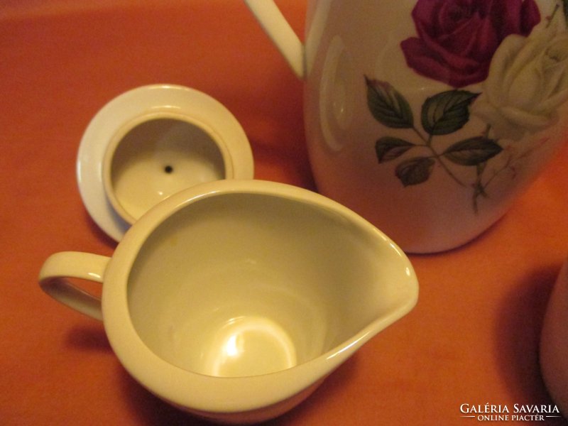 Csodaszép rózsás Bavaria kávé és tej kiöntő, cukortartó