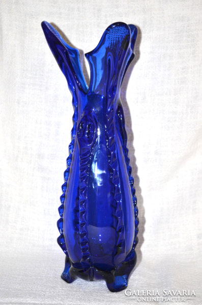 Csoda szép szakított, huta üveg váza rátétes díszítéssel  ( DBZ 0059 )
