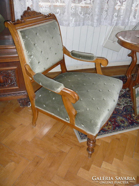      ​2 db   barokk fotel,  zöld bársony kárpittal