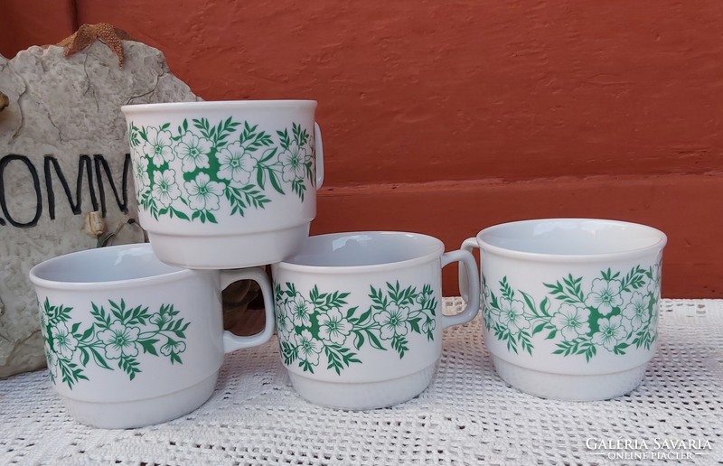Beautiful retro green unmarked Zsolnay floral mug, mugs, nostalgia piece, cocoa mug