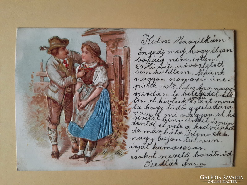 Antik dombornyomott levelezőlap, 1901