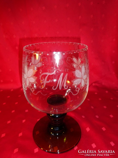 Crystal glass goblet f.M 84. Height 21.5 cm width. 11.5 Cm. Made for her birthday. He has!