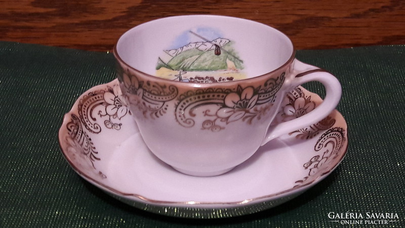 Porcelán kávés csésze tájképpel