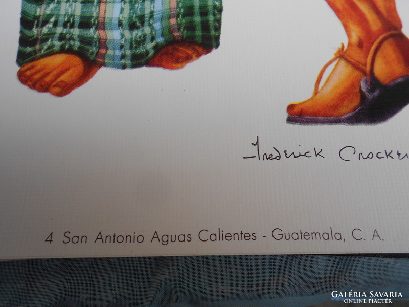 Frederick Crocker Jr. Guatemalai művész színes litográfia kiadványa, Guatemalai ruhák, népviseletek