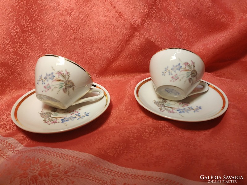 Tiny porcelain coffee cup with saucer