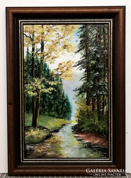 Cinnabar - in the shade of pine forests (21.5 X 33.5, Oil + new frame))