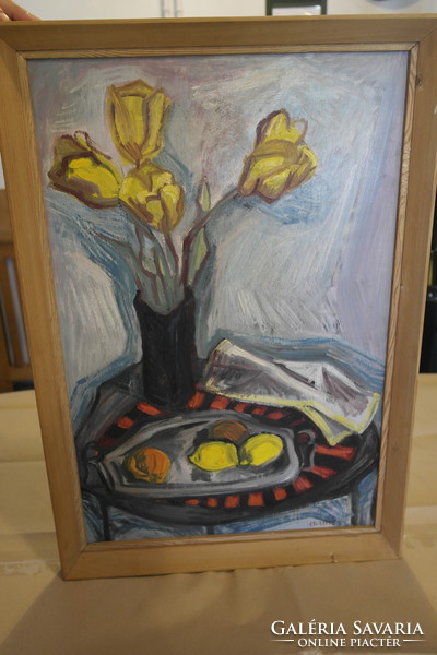 Mária Zsuráffy still life with tulips