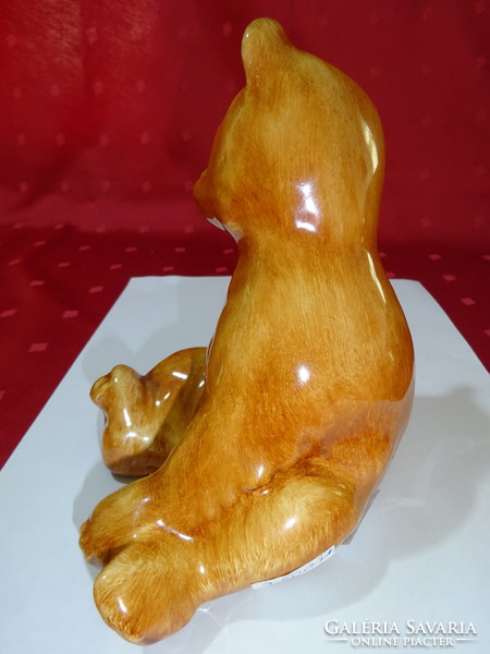 Bodrogkeresztúr ceramic figural statue, brown teddy bear, height 25 cm. He has! Jokai.