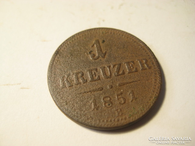 Egy krajcár / 1 kreuzer / 1851 B ,  bécsi veret  ,